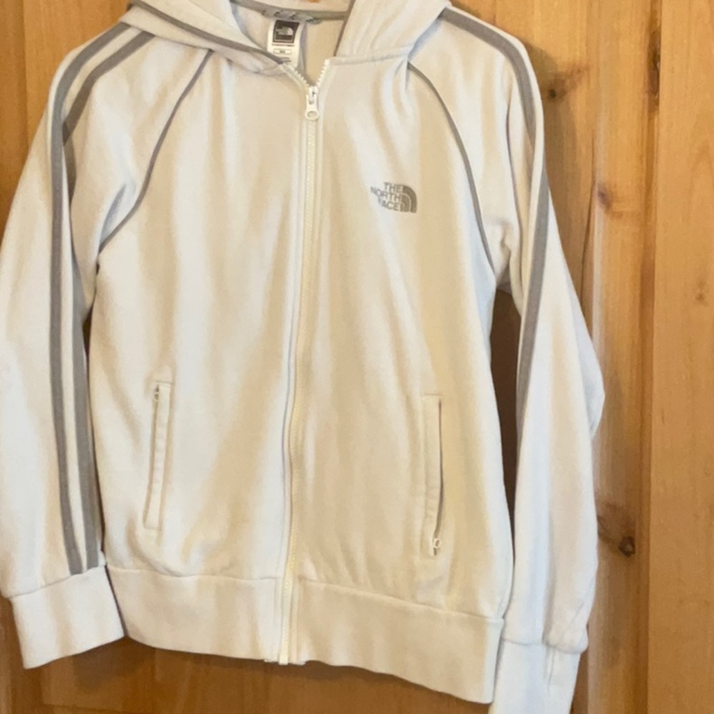 The North Face White and Gray Sweatshirt Hoodie